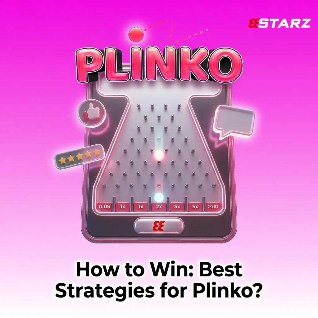 Illustration of a Plinko board with falling ball and icons showing risk levels, bet size, and profit-loss limits