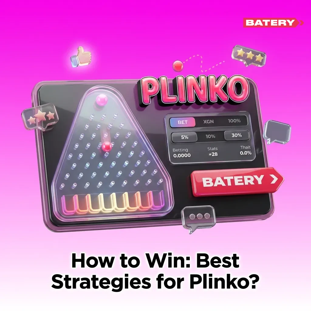 Illustrated Plinko board with balls dropping, highlighting low, medium risk paths and bankroll management tips