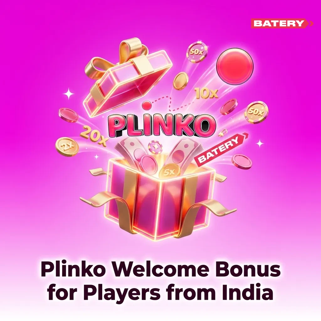 Colorful Plinko-themed casino banner promoting 500% welcome bonus up to ₹150,000 and 430 free spins for new Indian players