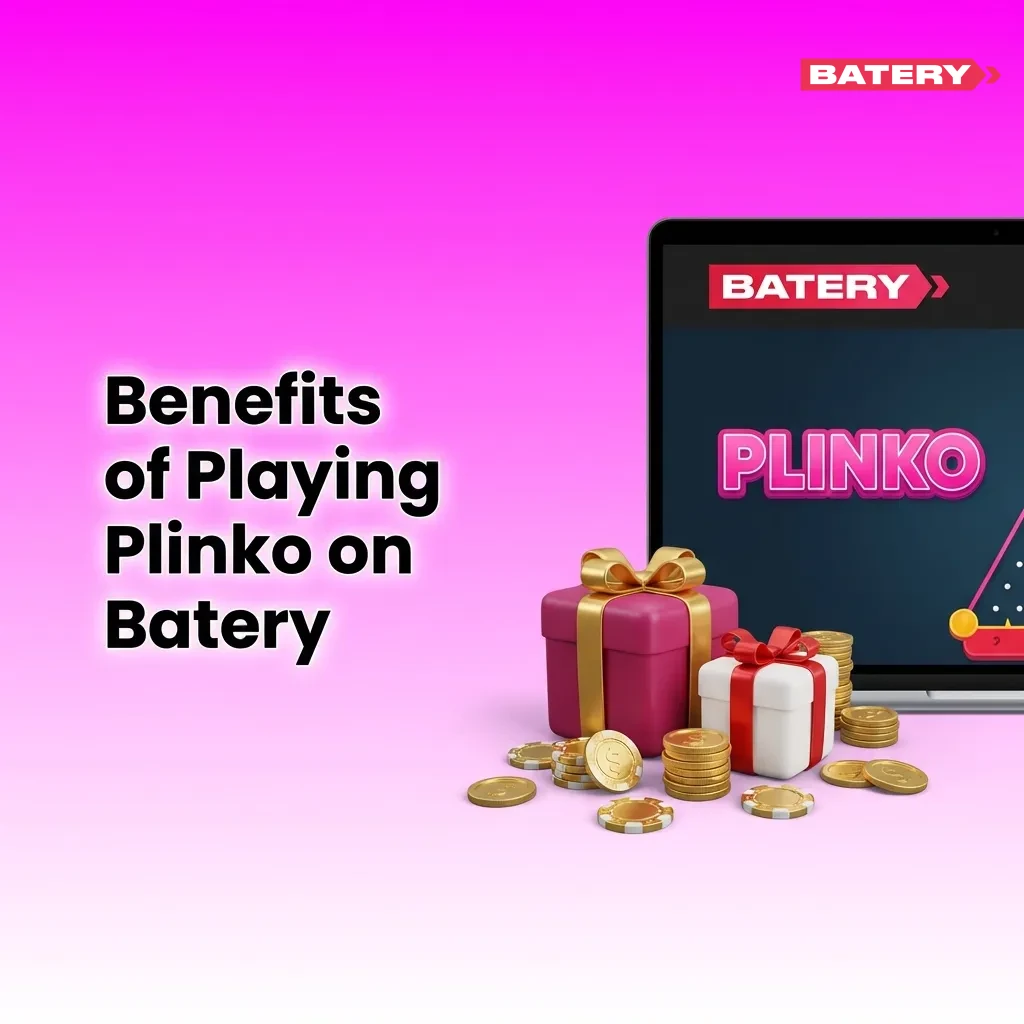 Infographic showing Batery Plinko India benefits: high RTP, auto-bet tools, stats, flexible bets, Hindi support, mobile play