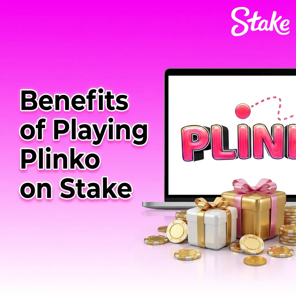 Infographic on Stake Plinko benefits: high RTP, live stats, autoplay, flexible risk, mobile-friendly, instant transparent results
