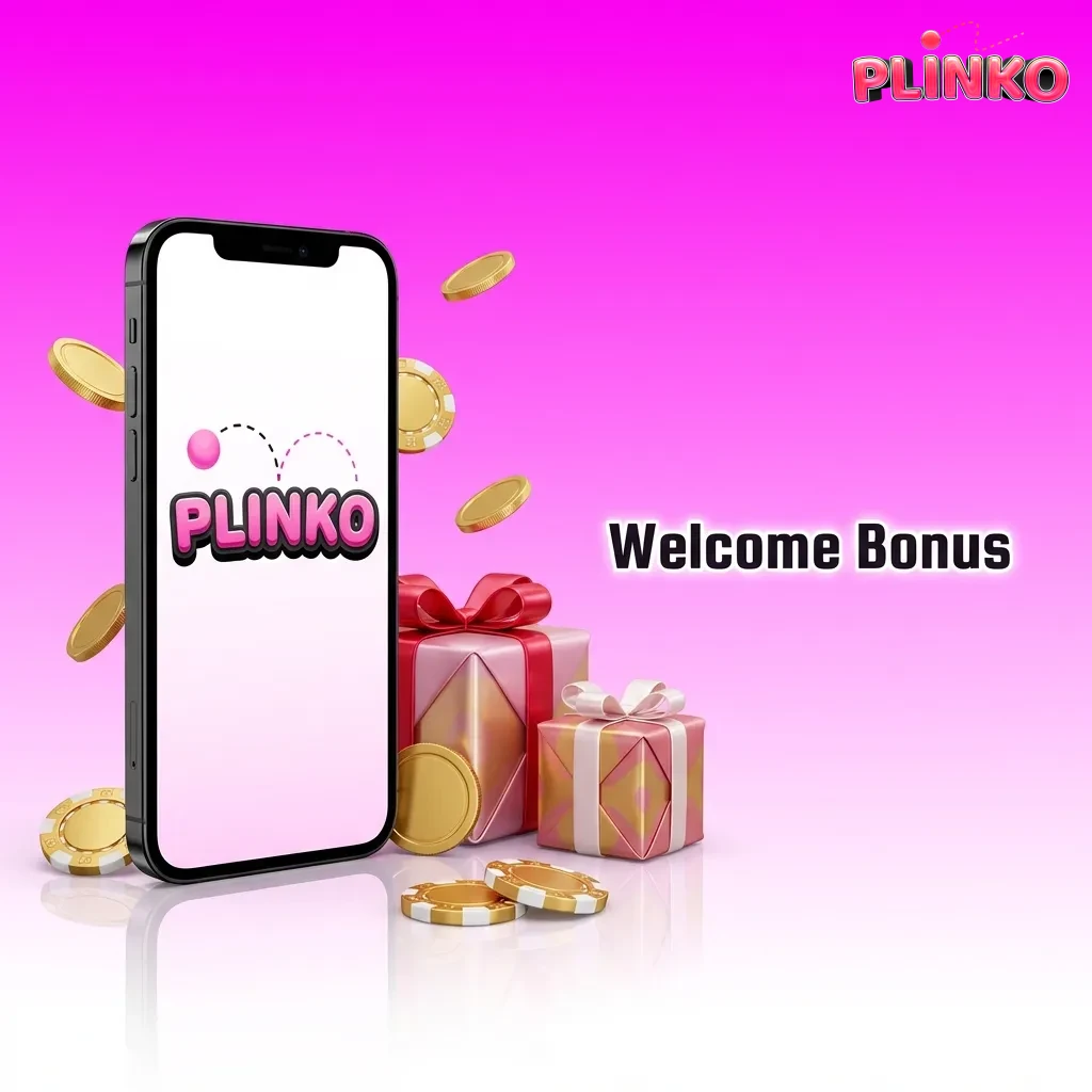 Illustration of a casino welcome bonus showing matched deposit percentages to play Plinko longer with extra funds