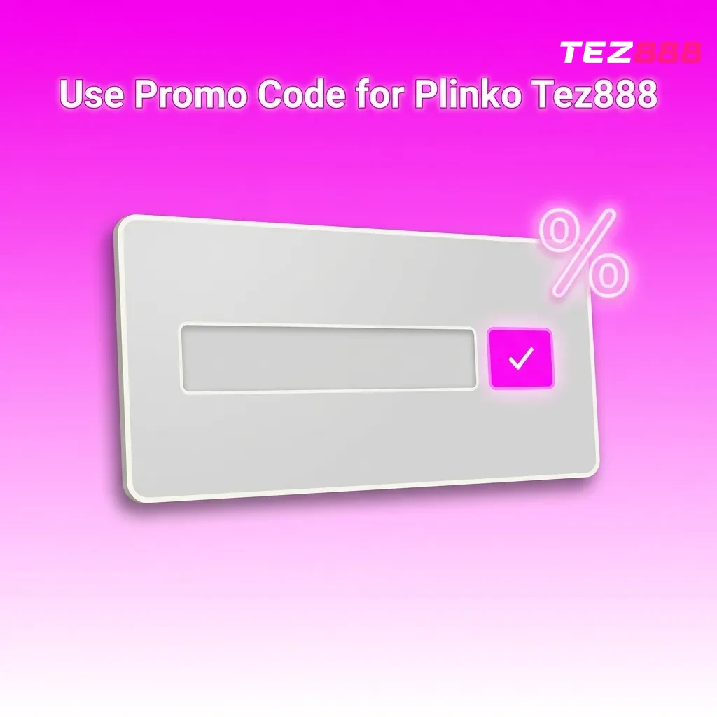 Promo code PLINKO300 displayed for Tez888 Plinko game offering 300% bonus on first deposit